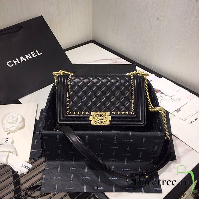 Chanel Boy Bag Smooth Leather Black 25 | 67086 - 1