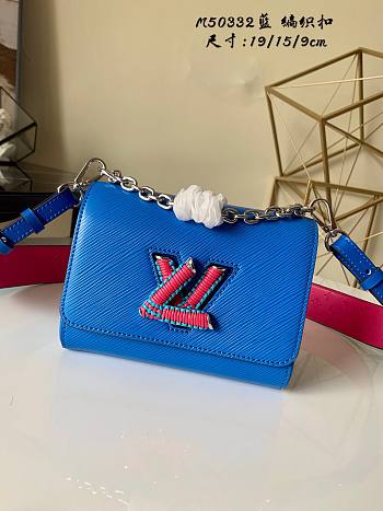 LV Twist lock and three-color leather strap MM blue | M57666