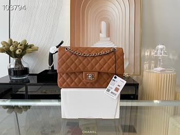 Chanel Classic Handbag Grained Calfskin & Gold-Tone Metal Brown | A58600