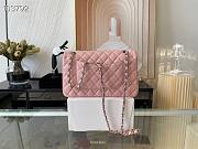 Chanel Classic Handbag Grained Calfskin & Silver Hardware Pink | A58600 - 4
