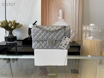 Chanel Classic Handbag Grained Calfskin & Gold-Tone Metal Gray | A58600