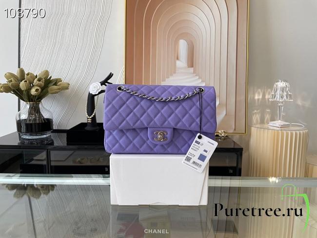 Chanel Classic Handbag Grained Calfskin & Gold-Tone Metal Purple | A58600 - 1