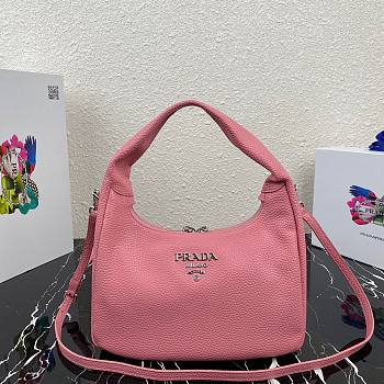 Prada Calfskin Leather Hobo Bag Pink 26cm | 1BC132