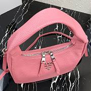 Prada Calfskin Leather Hobo Bag Pink 26cm | 1BC132 - 3