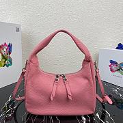 Prada Calfskin Leather Hobo Bag Pink 26cm | 1BC132 - 5