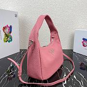 Prada Calfskin Leather Hobo Bag Pink 26cm | 1BC132 - 6