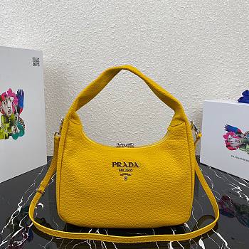 Prada Calfskin Leather Hobo Bag Yellow 26cm | 1BC132