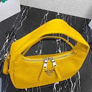 Prada Calfskin Leather Hobo Bag Yellow 26cm | 1BC132 - 6