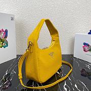 Prada Calfskin Leather Hobo Bag Yellow 26cm | 1BC132 - 5