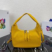 Prada Calfskin Leather Hobo Bag Yellow 26cm | 1BC132 - 4