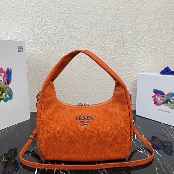 Prada Calfskin Leather Hobo Bag Orange 26cm | 1BC132