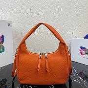 Prada Calfskin Leather Hobo Bag Orange 26cm | 1BC132 - 5