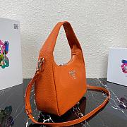 Prada Calfskin Leather Hobo Bag Orange 26cm | 1BC132 - 3