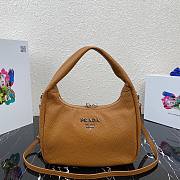 Prada Calfskin Leather Hobo Bag Brown 26cm | 1BC132 - 1