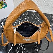 Prada Calfskin Leather Hobo Bag Brown 26cm | 1BC132 - 5