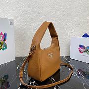 Prada Calfskin Leather Hobo Bag Brown 26cm | 1BC132 - 4