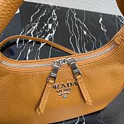 Prada Calfskin Leather Hobo Bag Brown 26cm | 1BC132 - 3