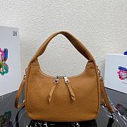 Prada Calfskin Leather Hobo Bag Brown 26cm | 1BC132 - 2