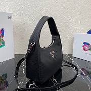 Prada Calfskin Leather Hobo Bag Black 26cm | 1BC132 - 6