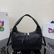 Prada Calfskin Leather Hobo Bag Black 26cm | 1BC132 - 3