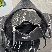 Prada Calfskin Leather Hobo Bag Black 26cm | 1BC132 - 2