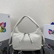Prada Calfskin Leather Hobo Bag White 26cm | 1BC132 - 5