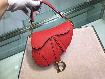 Dior Saddle Small Bag Red Grain Leather size 20x16x7 cm