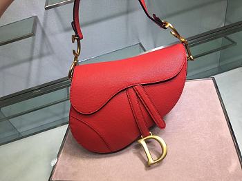 Dior Saddle Bag Red Grain Leather size 25.5 x 20 x 6.5 cm