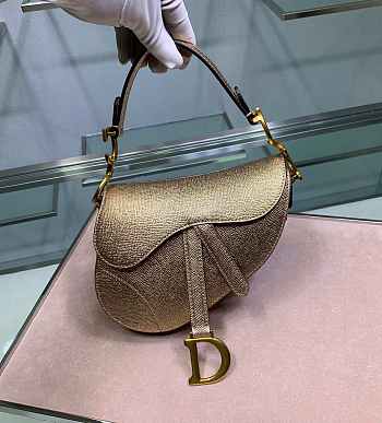 Dior Saddle Small Bag Yellow Gold Snake Skin Size 20x16x7 cm