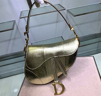 Dior Saddle Bag Yellow Gold Snake Skin Size 20x16x7 cm