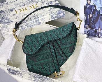 Dior women saddle bag in green canvas 25cm | M0446