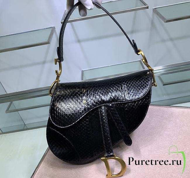 Dior Saddle Bag Black Snake Skin Size 25.5x20x6.5 cm - 1