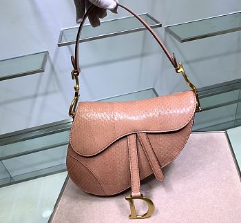 Dior Saddle Bag Pink Snake Skin Size 25.5x20x6.5 cm
