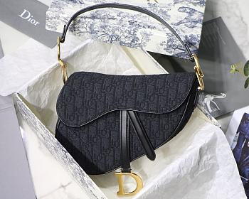 Dior women saddle bag in black canvas 25cm | M0446