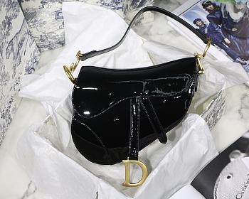 Dior Saddle Oblique Shiny Black 25cm