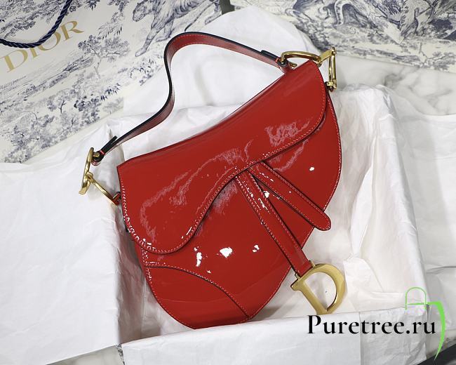 Dior Saddle Oblique Shiny Red 25cm - 1