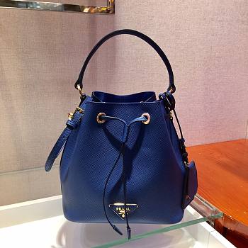 Prada Saffiano Leather Bucket Bag in Blue Saffiano leather | 1BE032