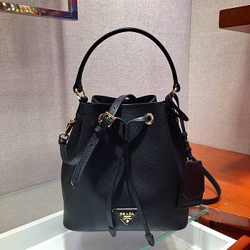 Prada Saffiano Leather Bucket Bag in Black Saffiano leather | 1BE032
