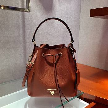 Prada Saffiano Leather Bucket Bag in Brown Saffiano leather | 1BE032