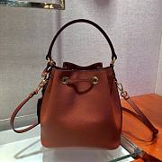 Prada Saffiano Leather Bucket Bag in Brown Saffiano leather | 1BE032 - 6