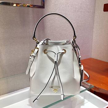 Prada Saffiano Leather Bucket Bag in White Saffiano leather | 1BE032