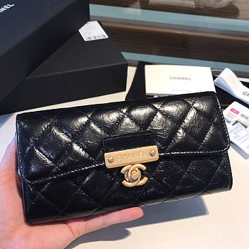 Chanel Long Flap Shiny Smooth Leather Wallet