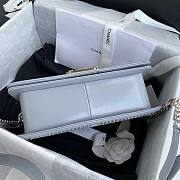 Chanel quilted lambskin medium boy bag metal hardware gray | A67086 - 5
