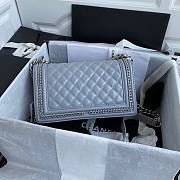 Chanel quilted lambskin medium boy bag metal hardware gray | A67086 - 3
