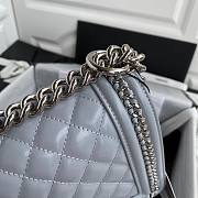 Chanel quilted lambskin medium boy bag metal hardware gray | A67086 - 2