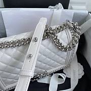 Chanel quilted lambskin medium boy bag metal hardware white | A67086 - 2