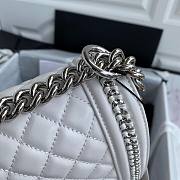 Chanel quilted lambskin medium boy bag metal hardware white | A67086 - 4