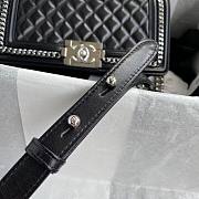 Chanel quilted lambskin medium boy bag metal hardware black | A67086 - 6