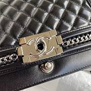 Chanel quilted lambskin medium boy bag metal hardware black | A67086 - 2