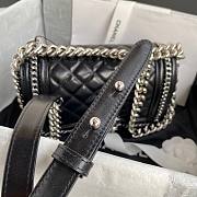 Chanel quilted lambskin small boy bag metal hardware black | A67086 - 3